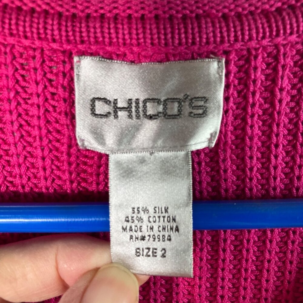Womens Chicos Silk Cotton V Neck Sweater Pink L‎ - Picture 6 of 7